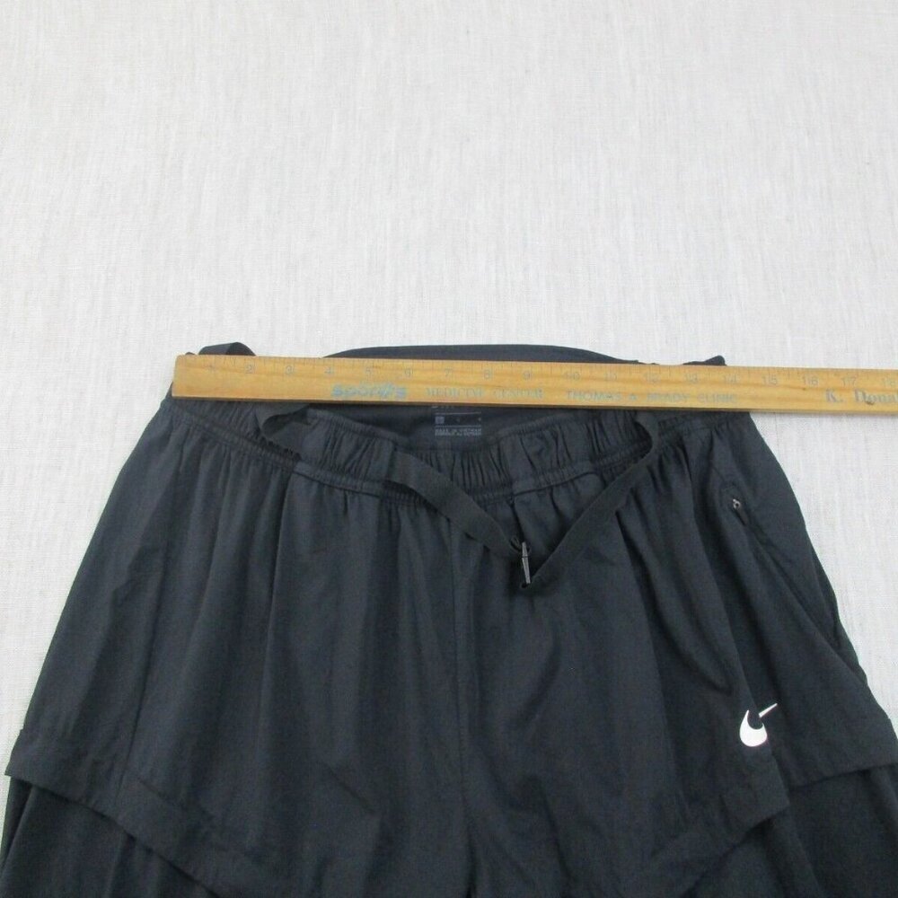 Nike Track‎ Pants Womens Large Black Dri Fit Straight Leg Waist Belted Logo - Picture 8 of 10